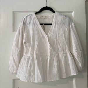 NWT Madewell Metallic Stripe Peplum Blouse